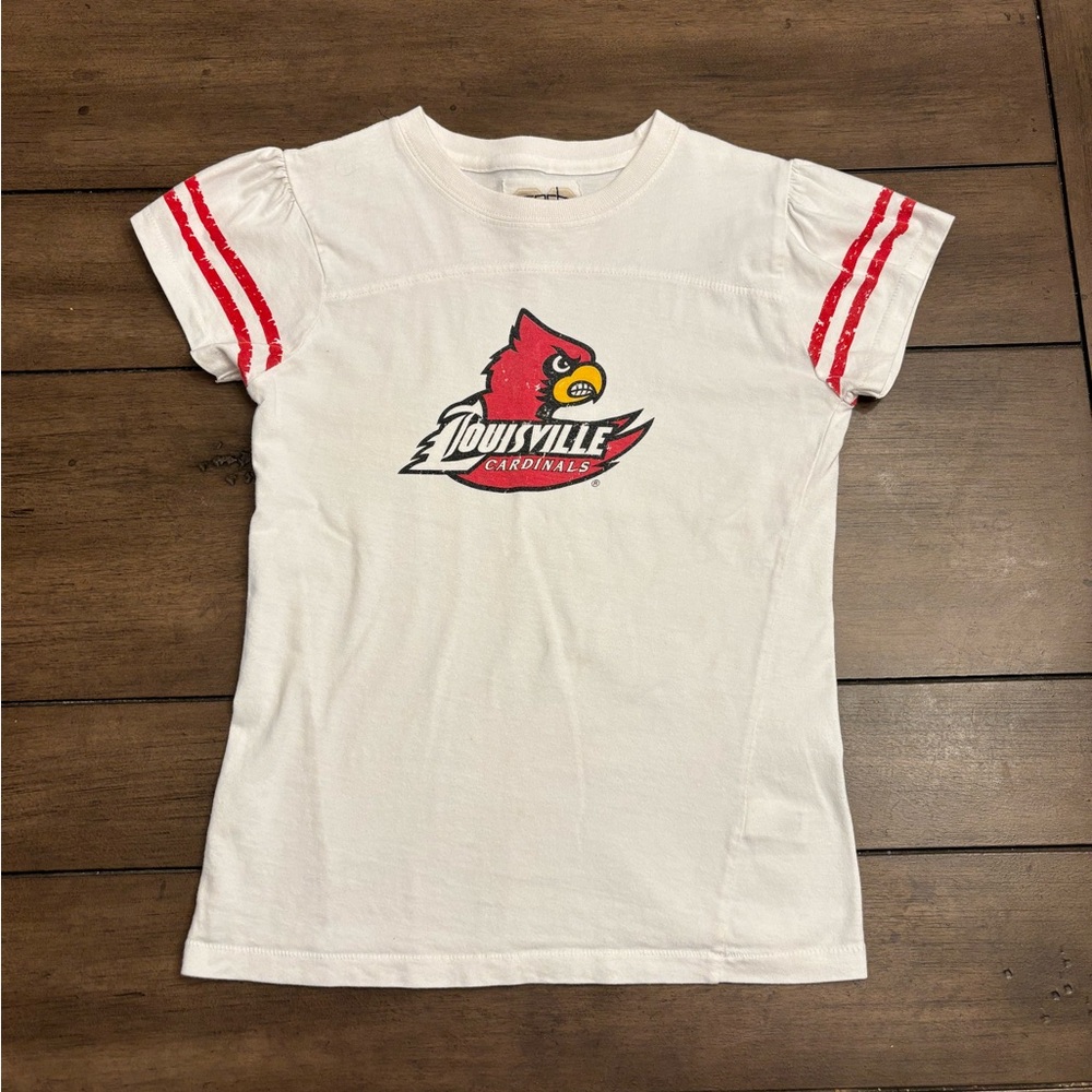 Kids White Louisville Cardinals Short Sleeve Tee